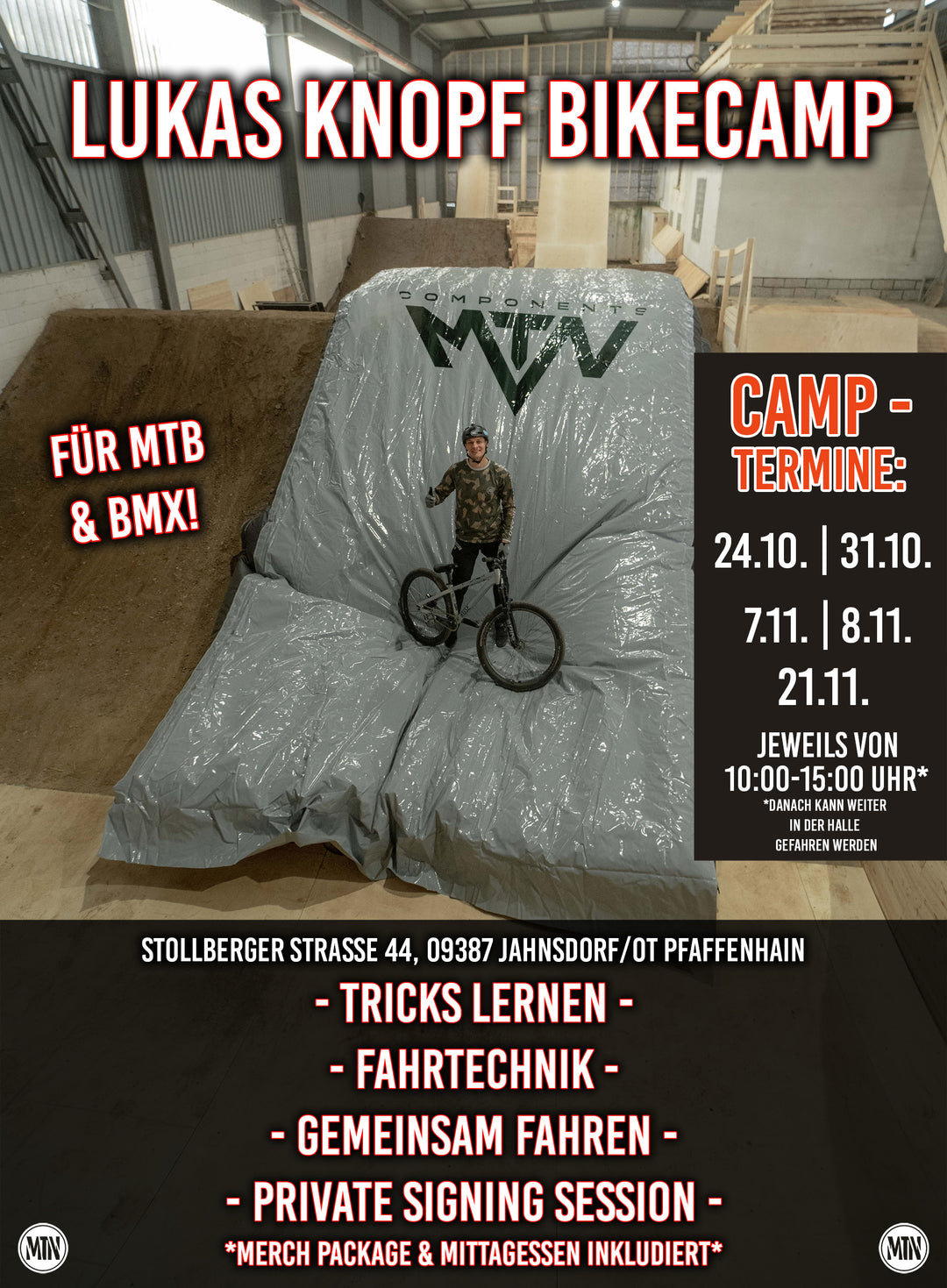 Lukas Knopf Bikecamp Bike Kurs Bikekurse Lukas Knopf Dirtjump The Motion Brand Halle 2.0 Foampit Schaumstoffgrube