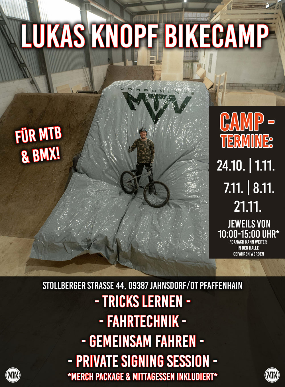 Lukas Knopf Bikecamp Bike Kurs Bikekurse Lukas Knopf Dirtjump The Motion Brand Halle 2.0 Foampit Schaumstoffgrube
