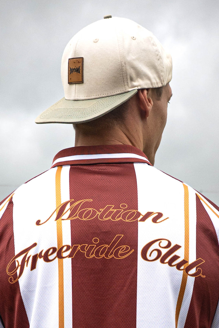 Red White Retro Motion Freeride Club Soccer Jersey - The Motion Brand Fußballtrikot Fussball Trikot Jersey MTB Jersey Lukas Knopf Trikot Mtn Components Trikot Rotes Jersey Rotes Trikot MTB