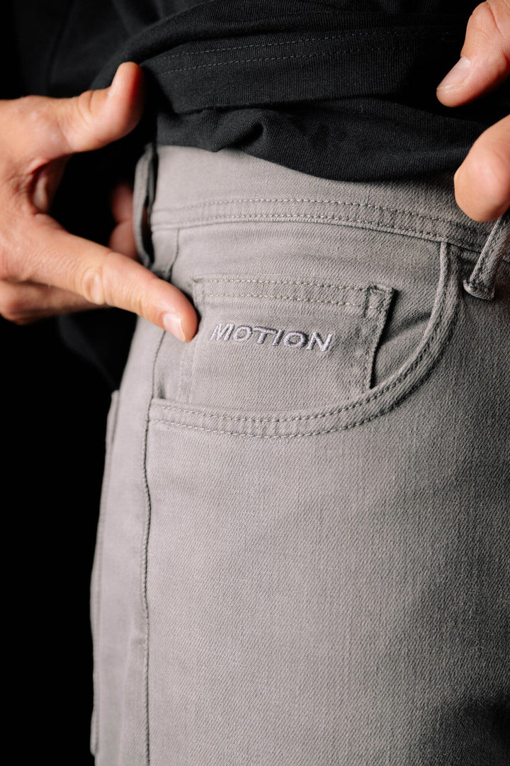 Motion Riding Jeans The Motion Brand Lukas Knopf Streetwear Jeans MTB Jeans Mountainbike Jeans Mountainbike Hose Graue Hose Graue Jeans