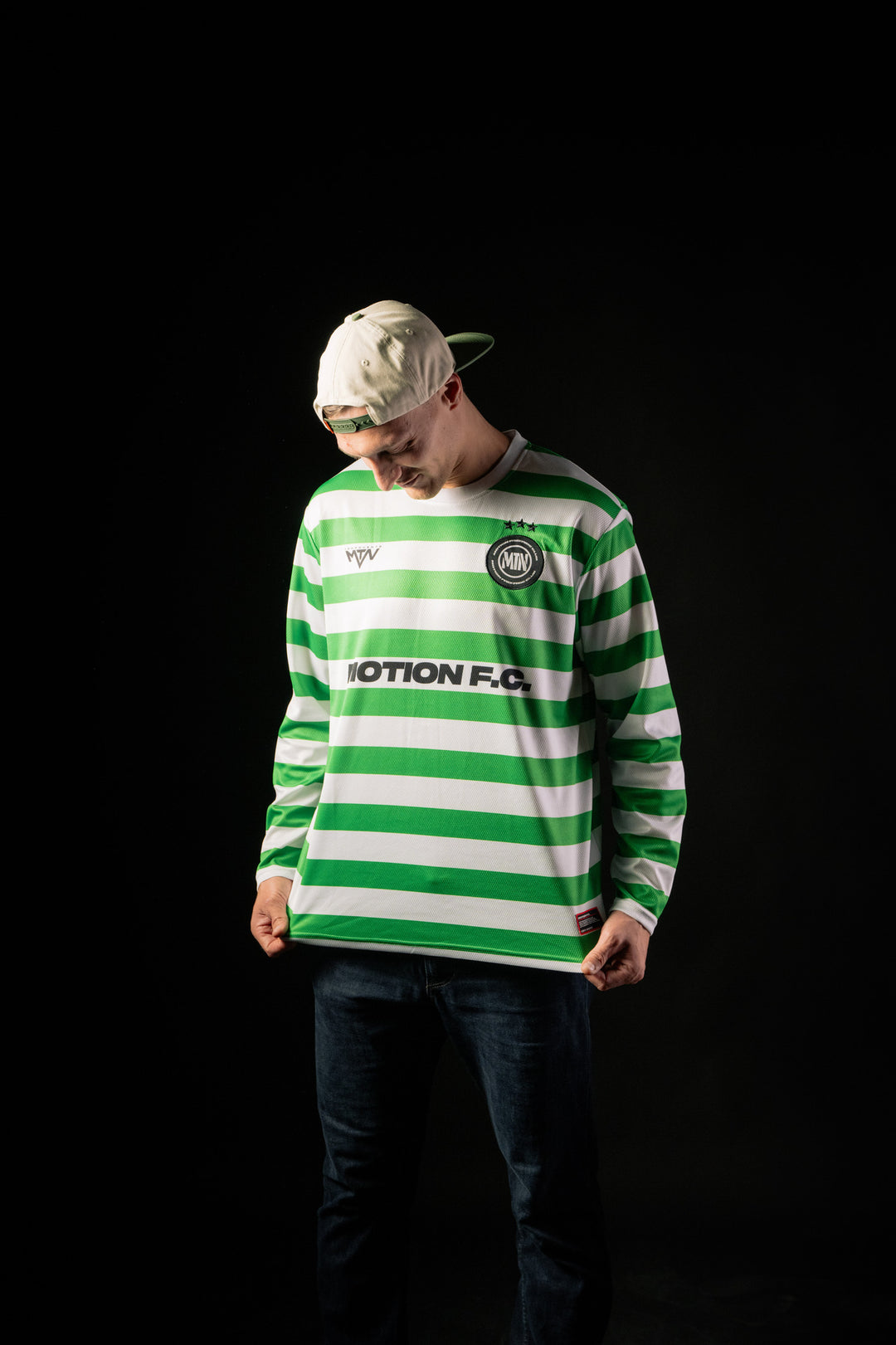 Green White Motion Freeride Club Soccer Jersey - The Motion Brand Fußballtrikot Fussball Trikot Jersey MTB Jersey Lukas Knopf Trikot Mtn Components Trikot Grünes Jersey