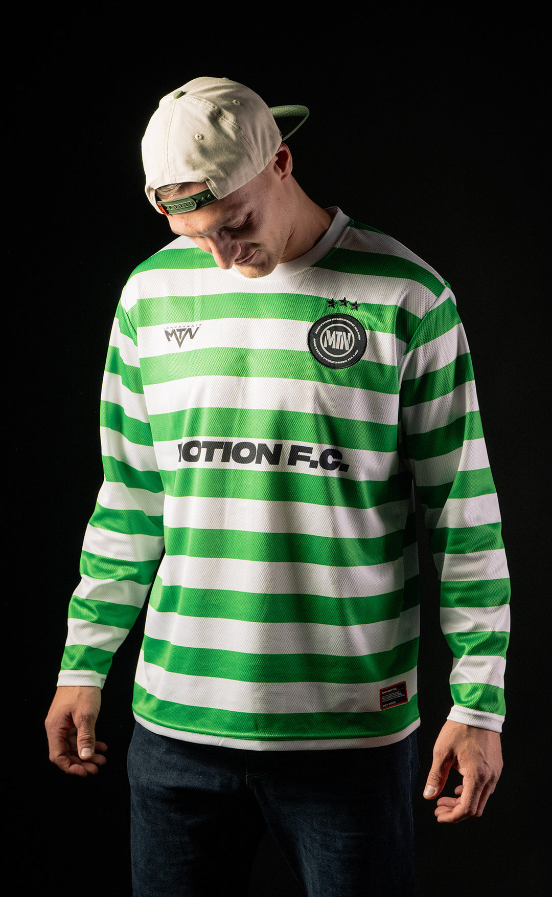 Green White Motion Freeride Club Soccer Jersey - The Motion Brand Fußballtrikot Fussball Trikot Jersey MTB Jersey Lukas Knopf Trikot Mtn Components Trikot Grünes Jersey