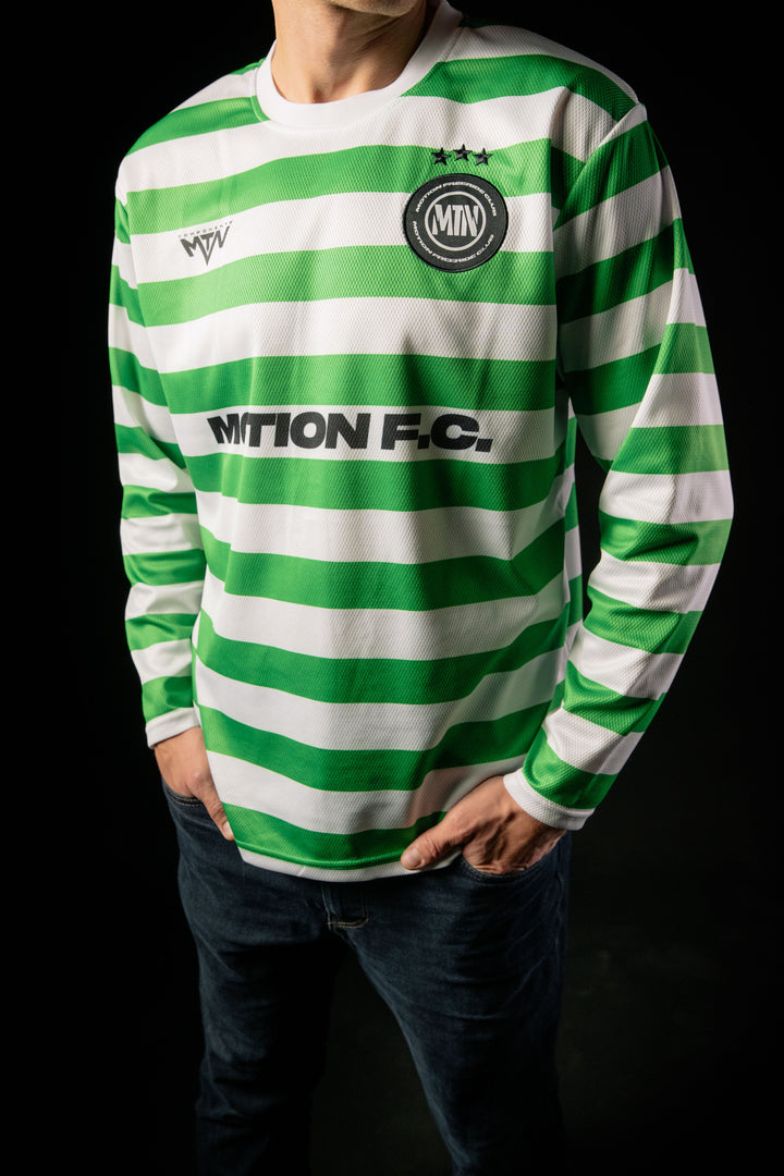 Green White Motion Freeride Club Soccer Jersey - The Motion Brand Fußballtrikot Fussball Trikot Jersey MTB Jersey Lukas Knopf Trikot Mtn Components Trikot Grünes Jersey