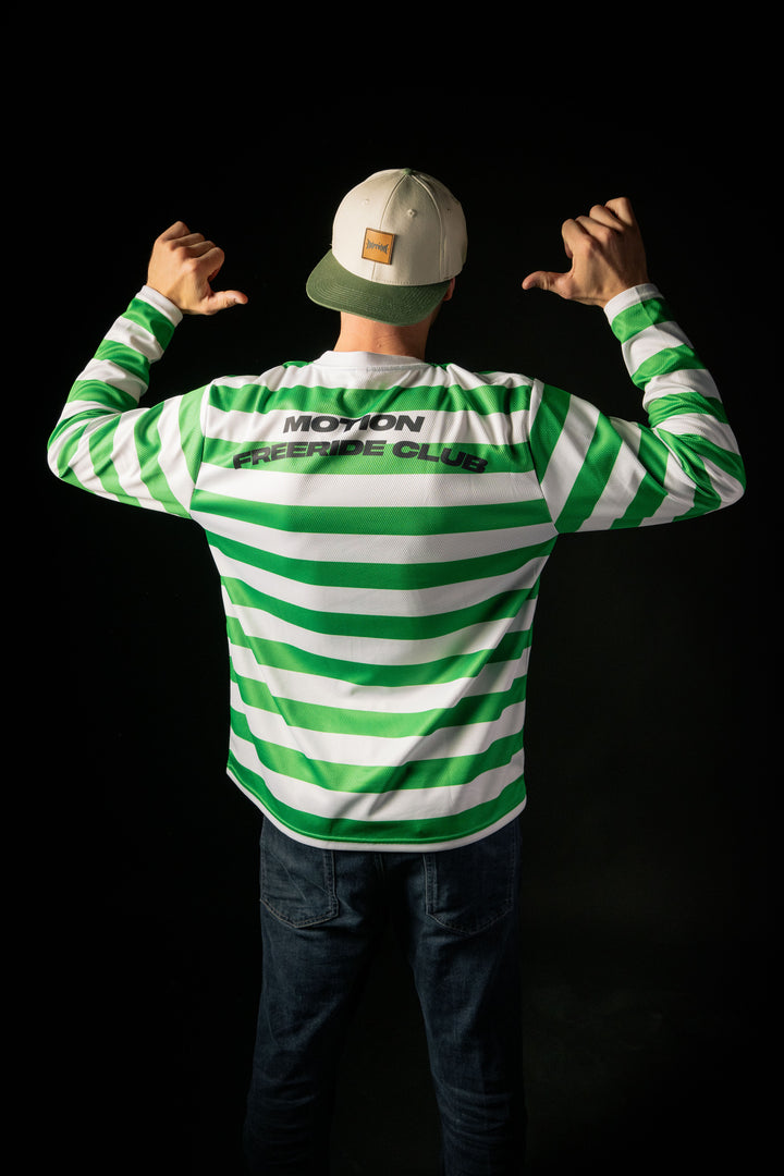 Green White Motion Freeride Club Soccer Jersey - The Motion Brand Fußballtrikot Fussball Trikot Jersey MTB Jersey Lukas Knopf Trikot Mtn Components Trikot Grünes Jersey