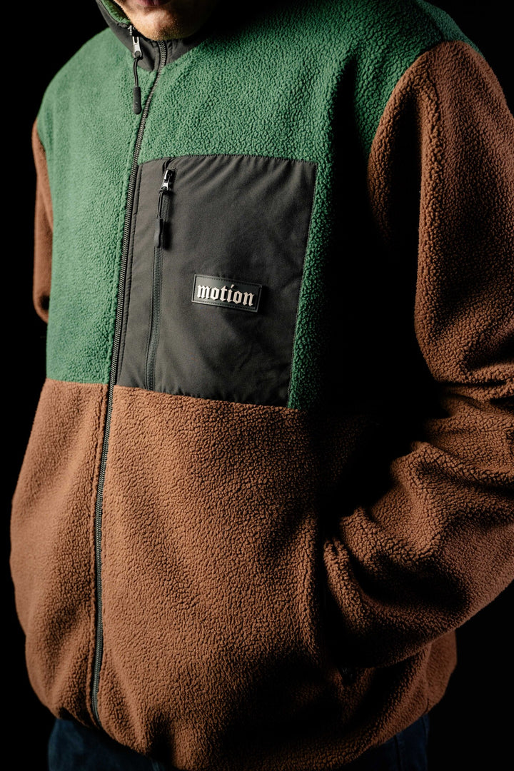 Motion Trail Fleece Jacke - The Motion Brand Brown Green Fleece Jacke Lukas Knopf Merchandise Trail Jacke MTB Jacke MTB Fleece Jacke