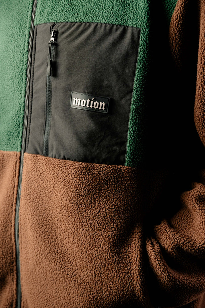 Motion Trail Fleece Jacke - The Motion Brand Brown Green Fleece Jacke Lukas Knopf Merchandise Trail Jacke MTB Jacke MTB Fleece Jacke