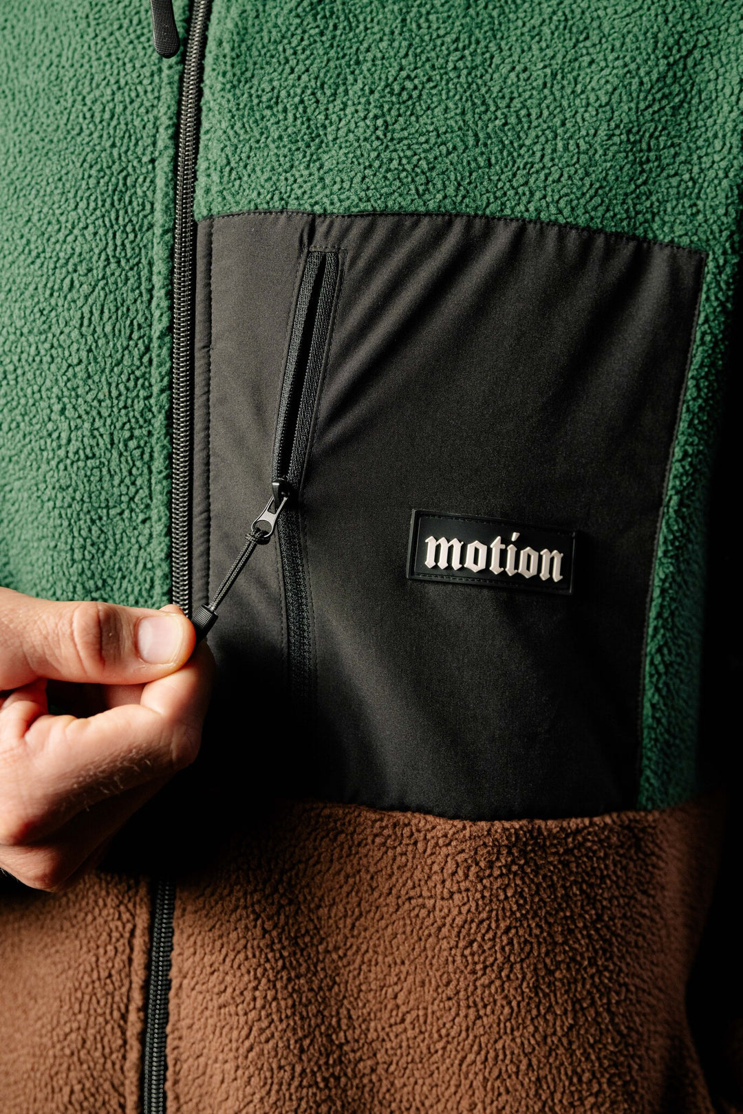 Motion Trail Fleece Jacke - The Motion Brand Brown Green Fleece Jacke Lukas Knopf Merchandise Trail Jacke MTB Jacke MTB Fleece Jacke