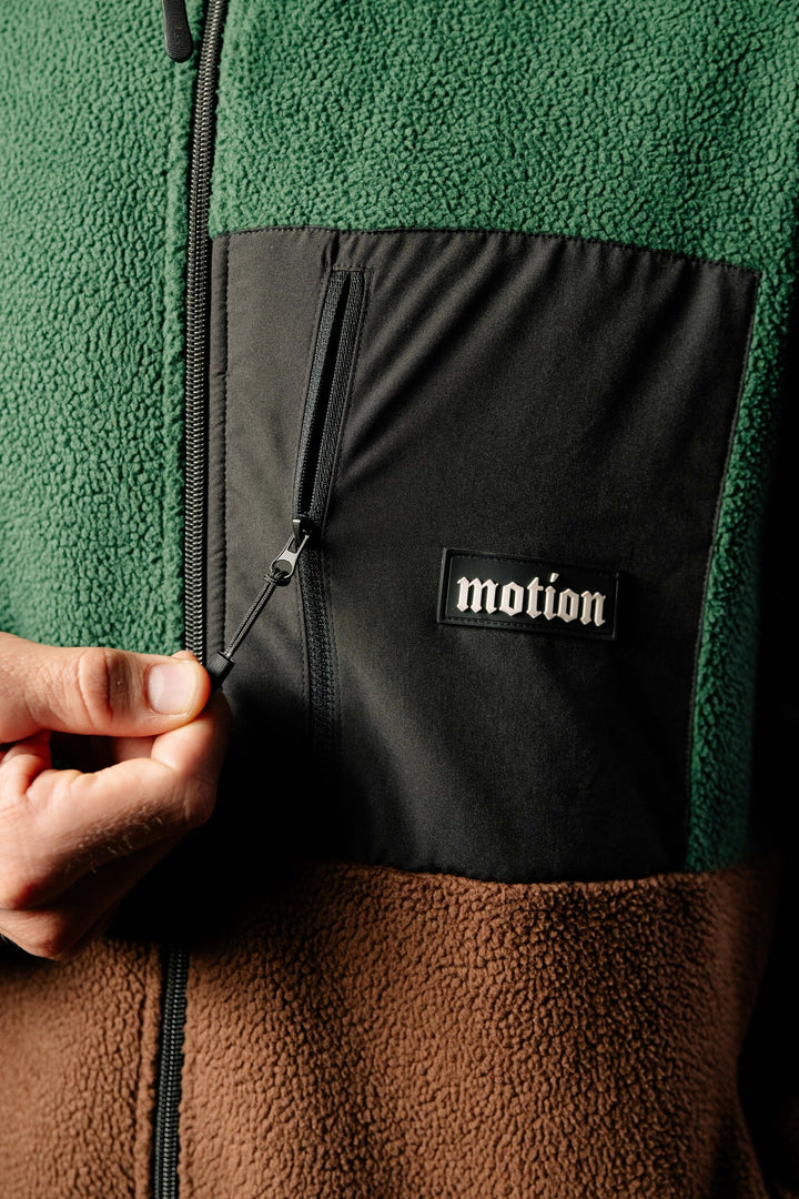 Motion Trail Fleece Jacke - The Motion Brand Brown Green Fleece Jacke Lukas Knopf Merchandise Trail Jacke MTB Jacke MTB Fleece Jacke