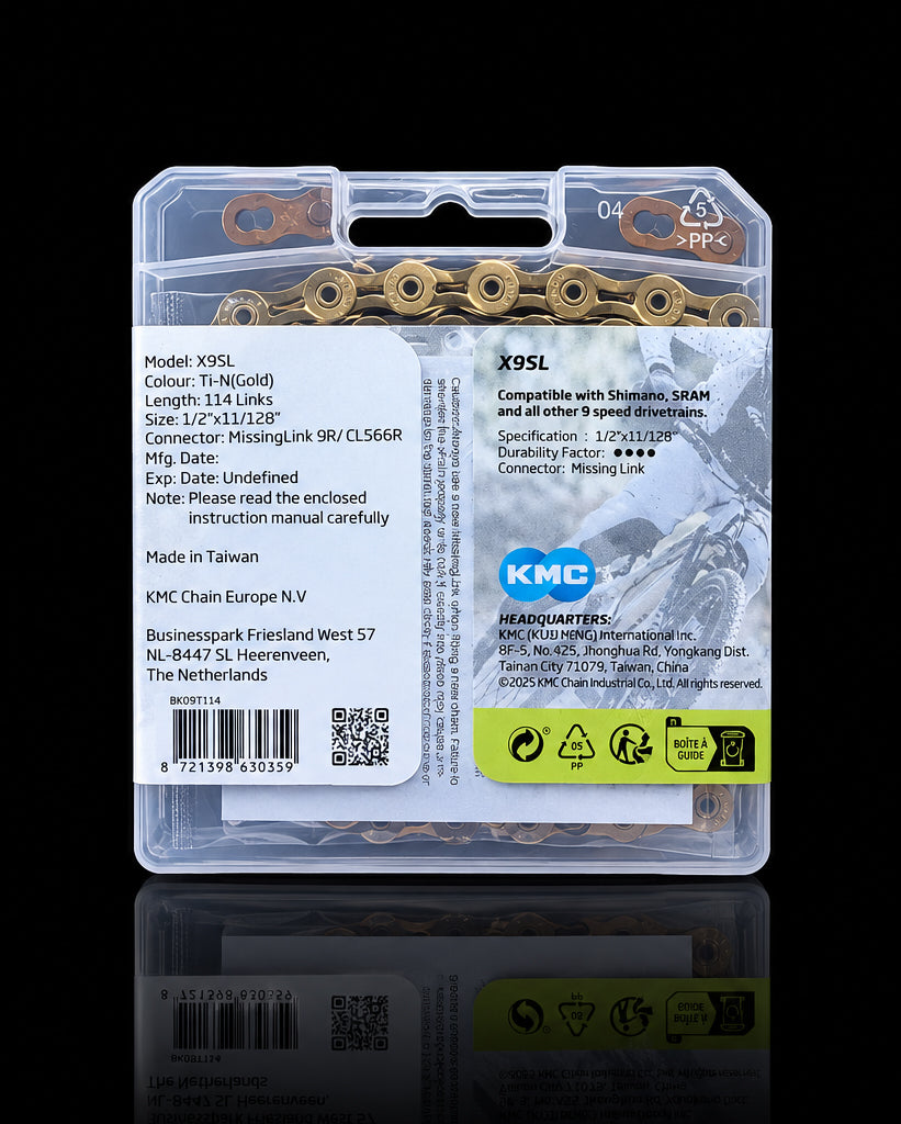 KMC X9SL Ti-N Gold Kette MTB Kette Gold Goldene Kette Lukas Knopf MTN Components Dirt Kette Freeride Kette