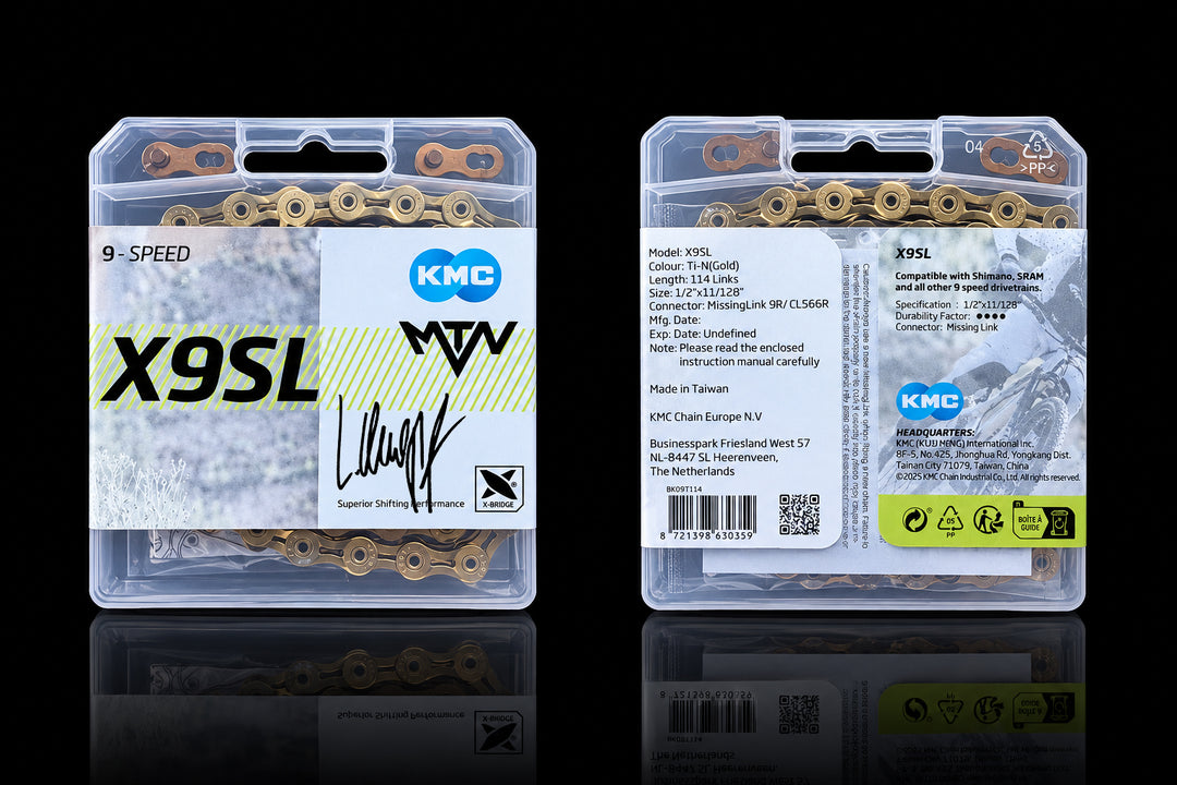 KMC X9SL Ti-N Gold Kette MTB Kette Gold Goldene Kette Lukas Knopf MTN Components Dirt Kette Freeride Kette