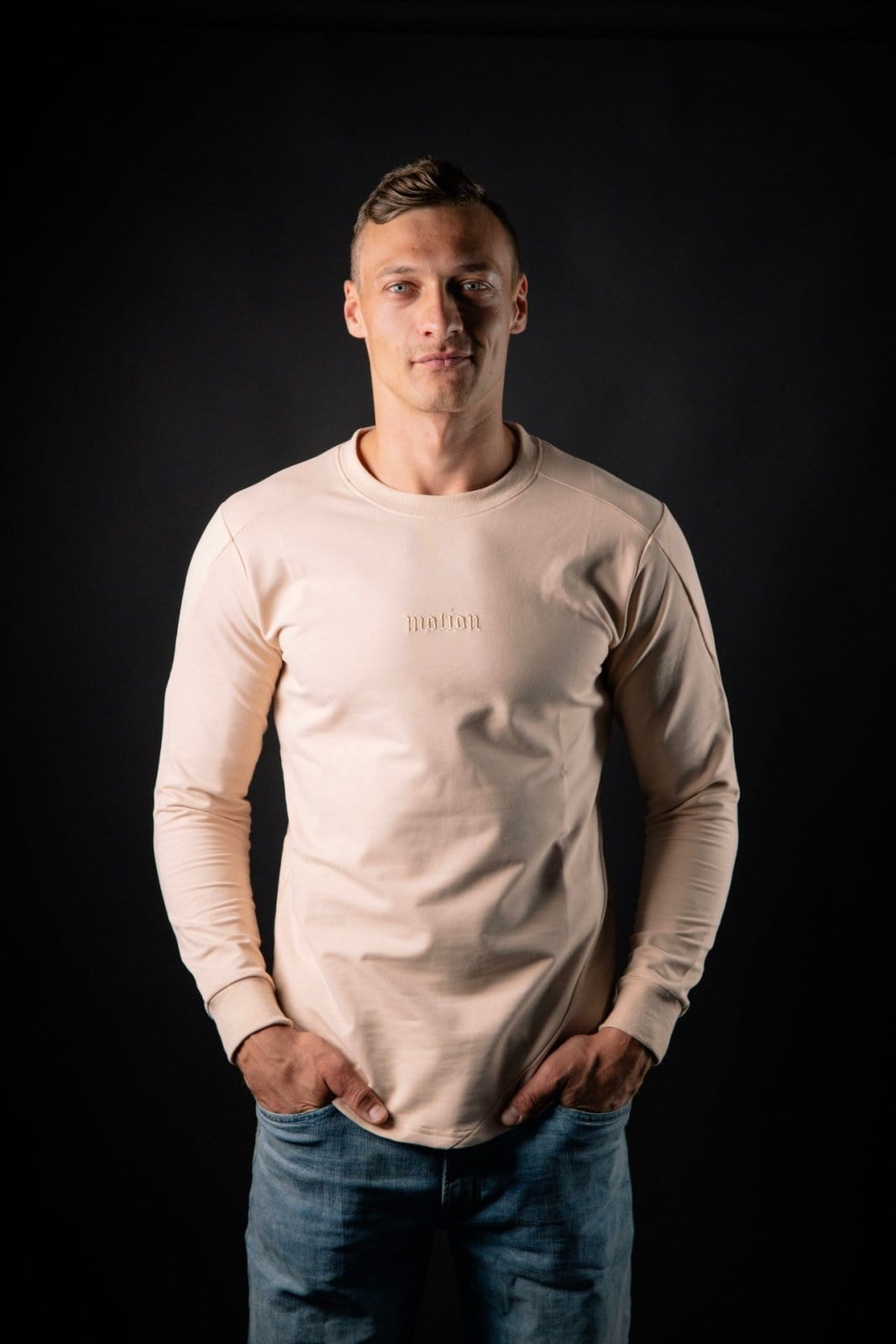 Beige Fitted Motion Longsleeve - The Motion Brand