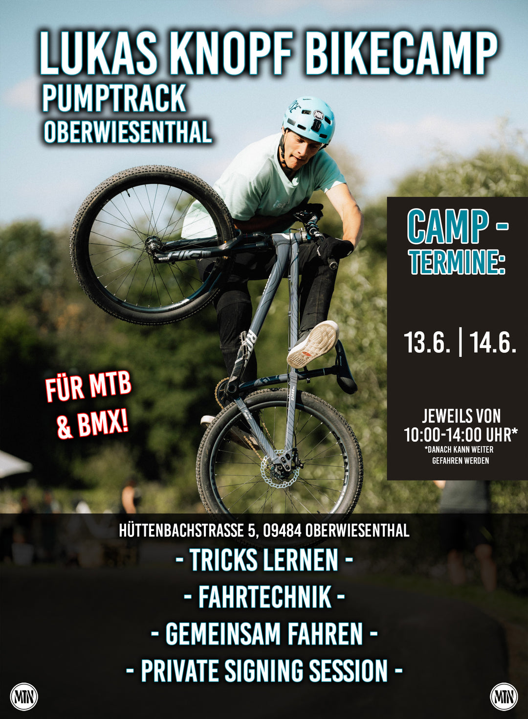 Lukas Knopf Bikecamp Bike Kurs Bikekurse Lukas Knopf Dirtjump The Motion Brand Halle 2.0 Foampit Schaumstoffgrube pumptrack oberwiesenthal bikegenuss erzgebirge