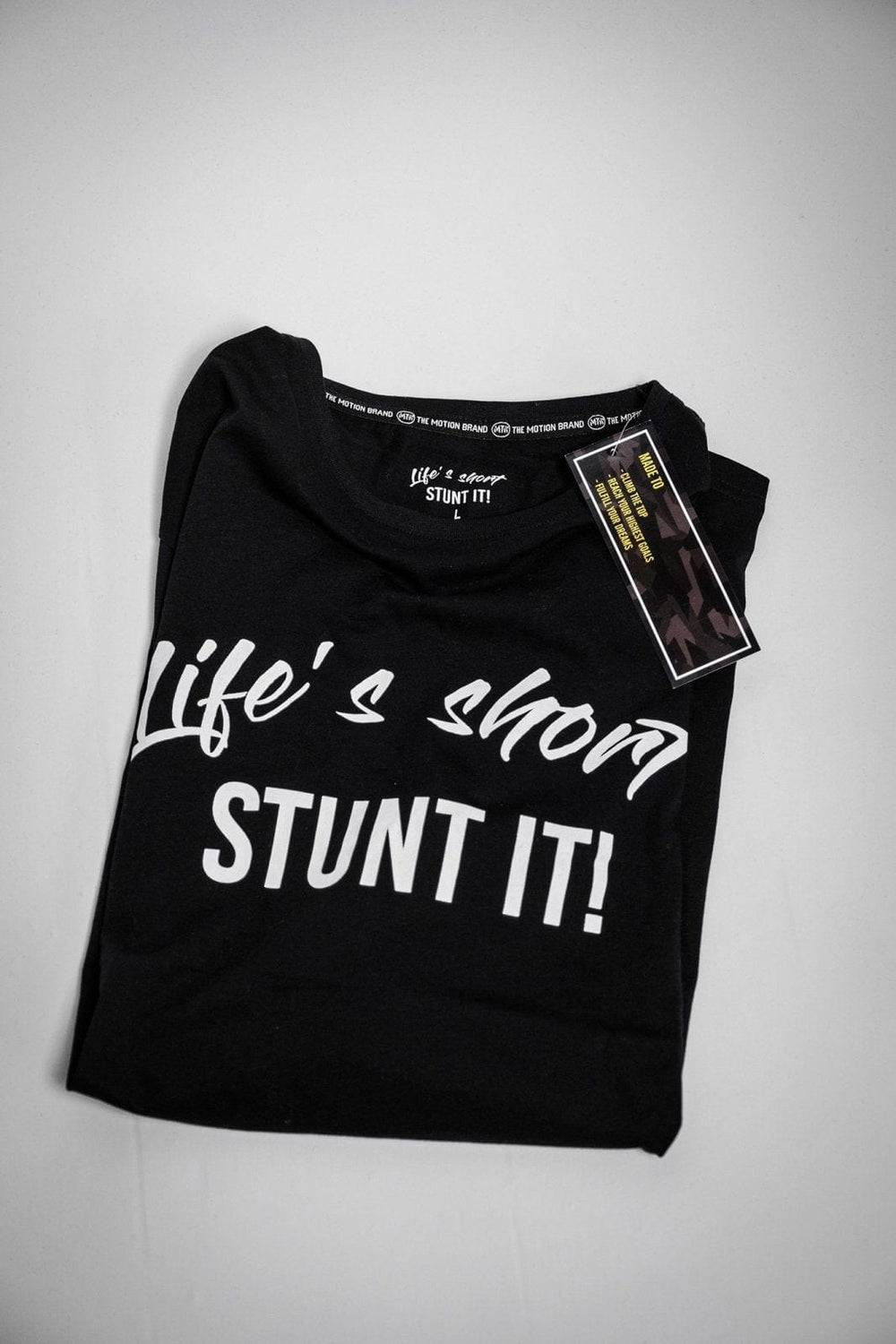 Life's Short Stunt It T-Shirt - The Motion Brand Streetwear Shirt MTB Shirt Mountainbike Shirt Bikewear Bike Wear T Shirt Schwarz Life's Short Stunt It Shirt