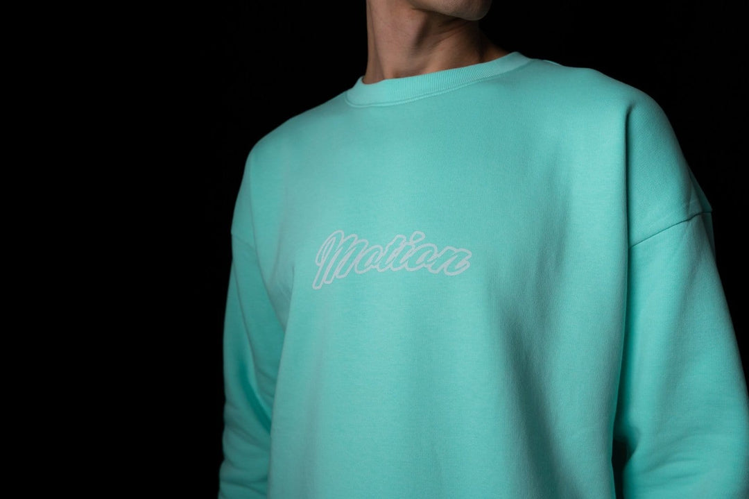 Mint Reflective Crewneck - The Motion Brand Black Kapuzenpullover Pulli Kapuzenpulli OversizedHoodie Streetwear Oversized Bikewear Bike Wear Sweater Sweatshirt