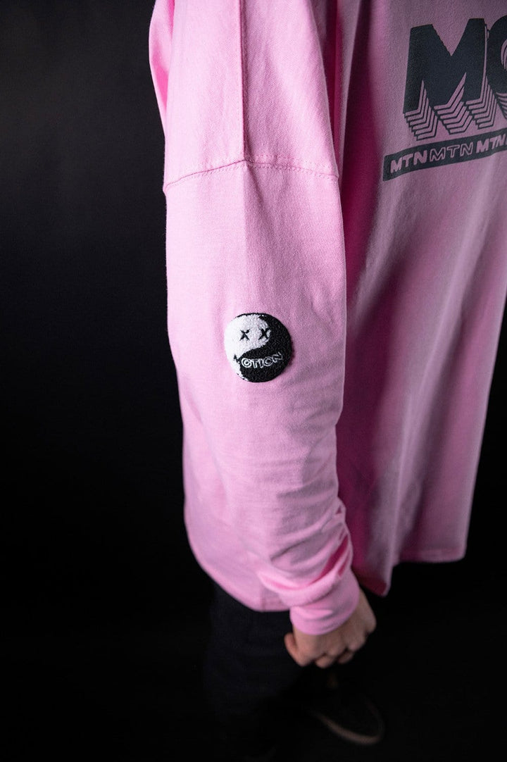 Pink YinYang Longsleeve - The Motion Brand Langarmshirt Shirt Langarm FrotteeStick Streetwear Oversized Longsleeve grau bikewear bike wear pinkes longsleeve Longsleeve pinnk buddha print buddha druck bikewear lukas knopf merch pinkes langarmshirt