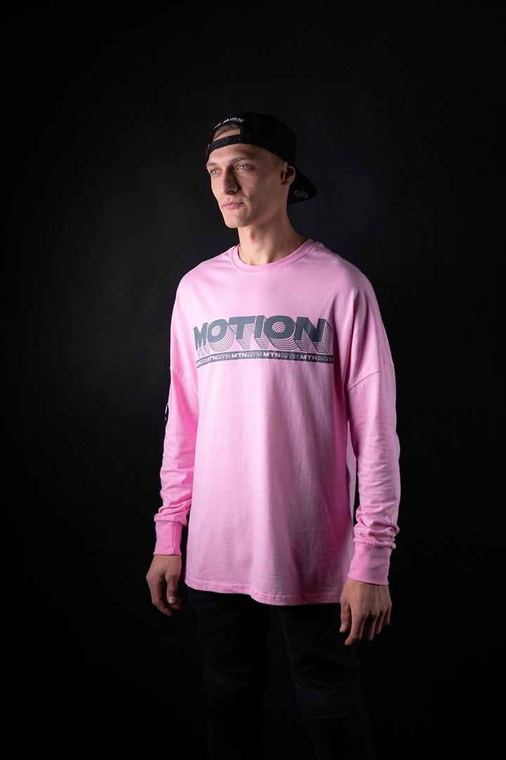 Pink YinYang Longsleeve - The Motion Brand Langarmshirt Shirt Langarm FrotteeStick Streetwear Oversized Longsleeve grau bikewear bike wear pinkes longsleeve Longsleeve pinnk buddha print buddha druck bikewear lukas knopf merch pinkes langarmshirt