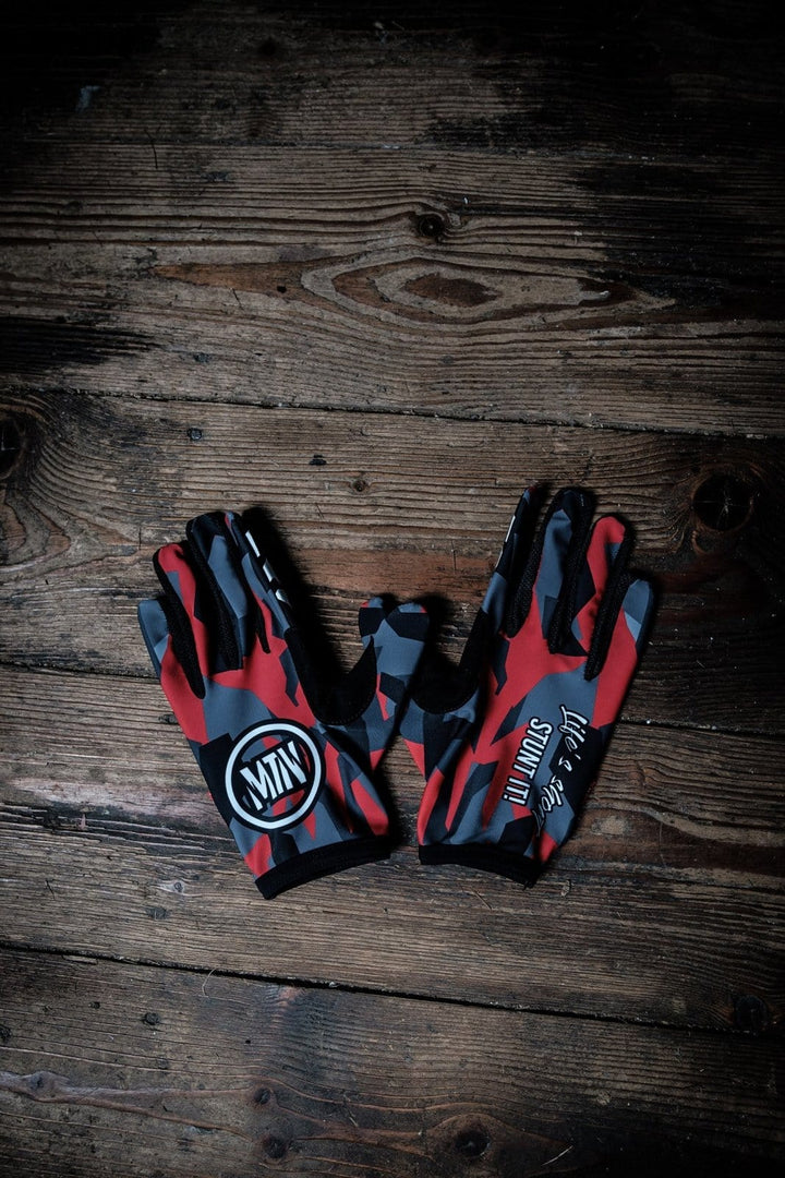 Red-Camo MTB Handschuhe - The Motion Brand  Bike Gloves Bike Handschuhe Fahrradhandschuhe Bikewear Bike wear Glove Camouflage