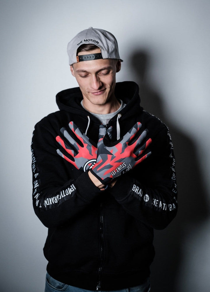 Red-Camo MTB Handschuhe - The Motion Brand  Bike Gloves Bike Handschuhe Fahrradhandschuhe Bikewear Bike wear Glove Camouflage