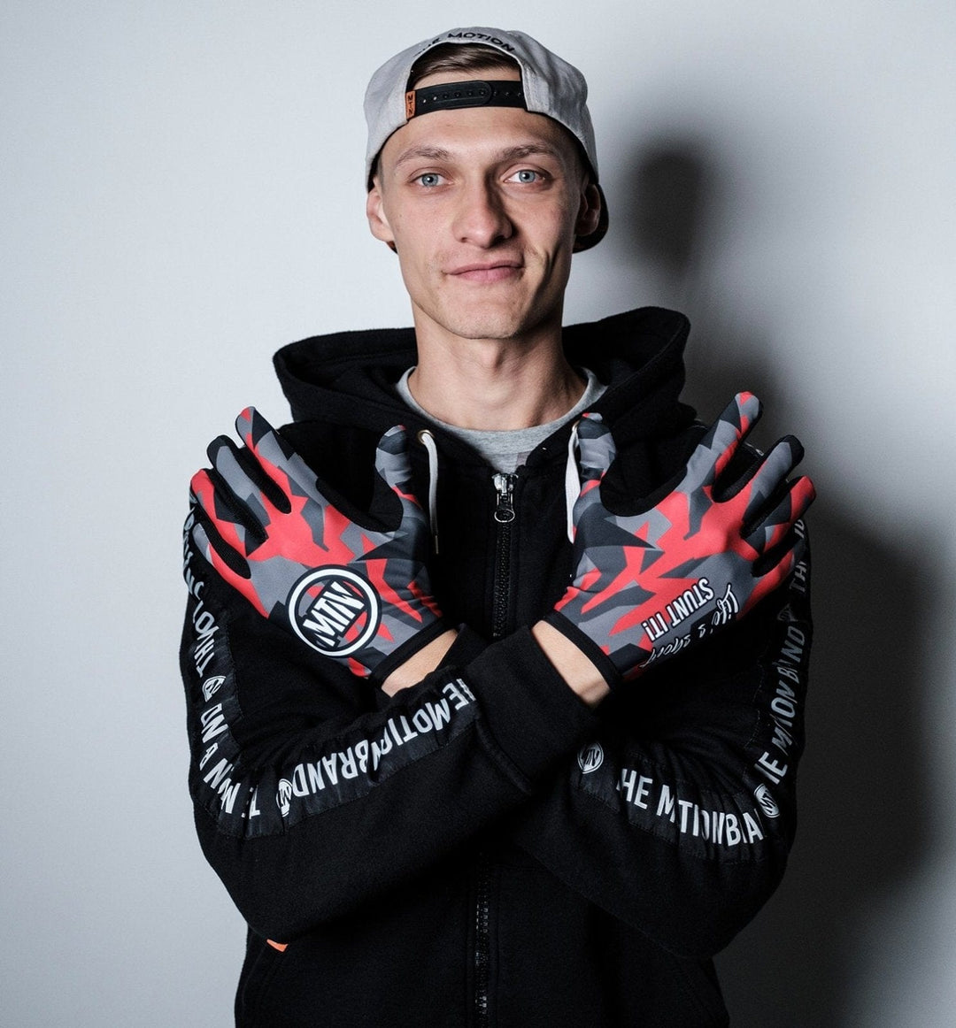 Red-Camo MTB Handschuhe - The Motion Brand  Bike Gloves Bike Handschuhe Fahrradhandschuhe Bikewear Bike wear Glove Camouflage