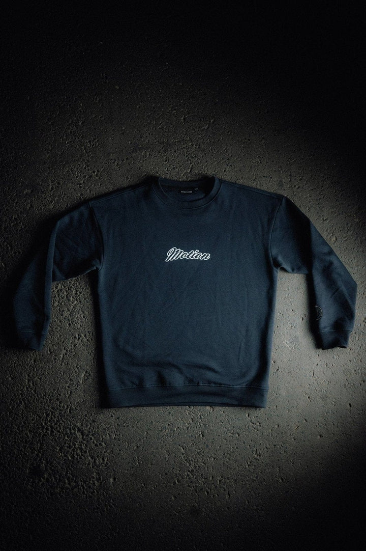 Reflective Crewneck Blue Graphite - The Motion Brand Black Kapuzenpullover Pulli Kapuzenpulli OversizedHoodie Streetwear Oversized Bikewear Bike Wear Sweater Sweatshirt