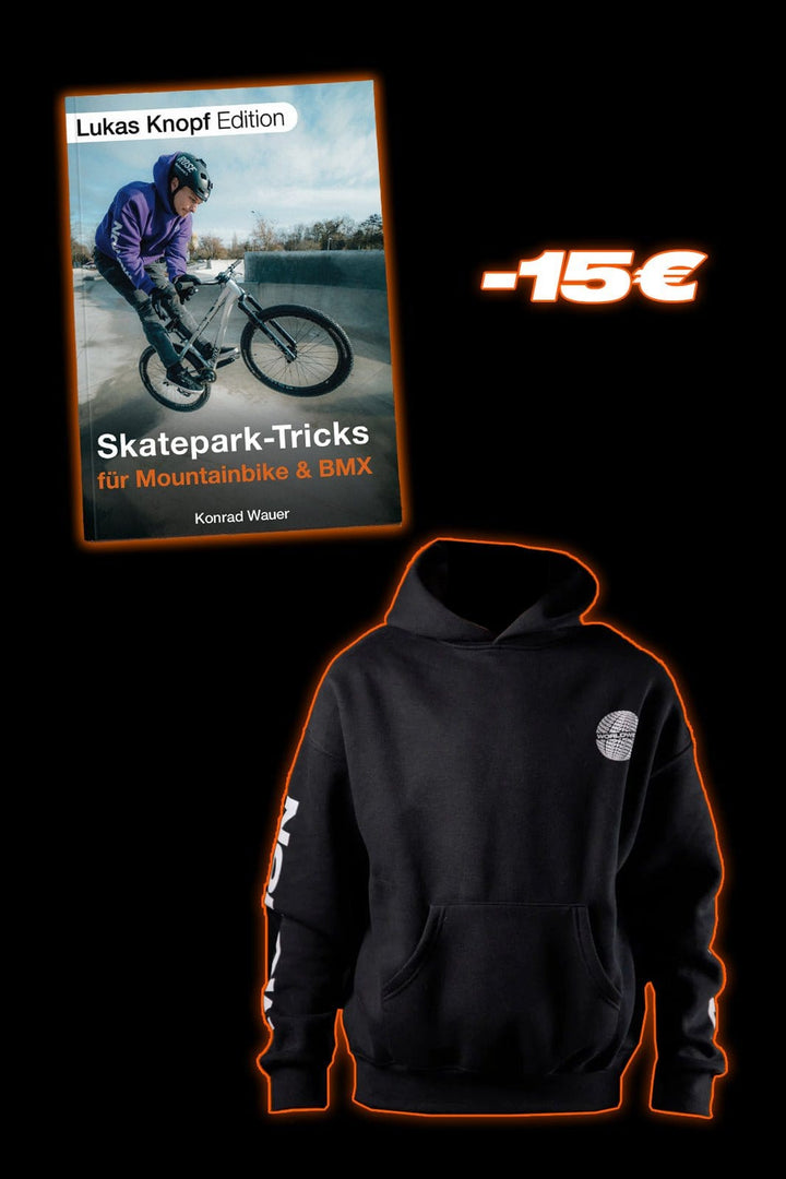 Skatepark Trick-Buch & Black Worldwide Hoodie Bundle - The Motion Brand