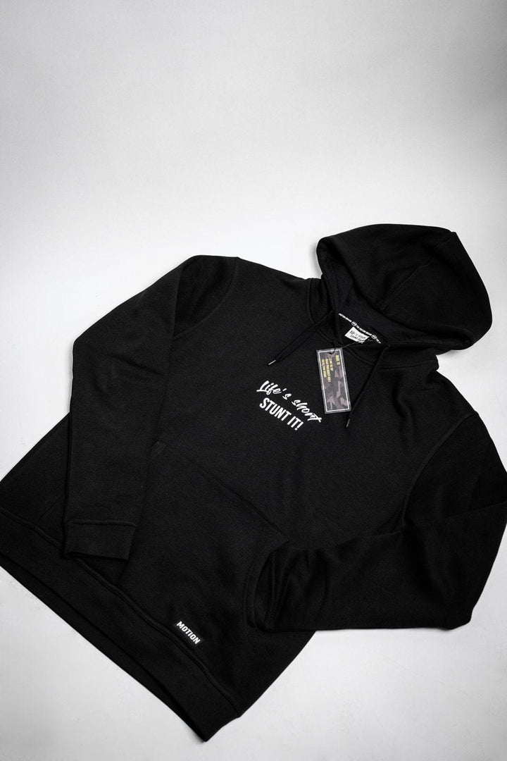 Stunt It! Hoodie - The Motion Brand Black Kapuzenpullover Pulli Kapuzenpulli OversizedHoodie Streetwear Oversized Bikewear Life's Short Stunt It Lukas Knopf Merch Lukas Knopf Merchandise Life's Short Stunt It