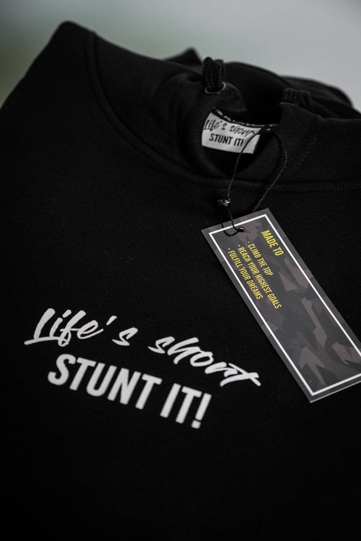 Stunt It! Hoodie - The Motion Brand Black Kapuzenpullover Pulli Kapuzenpulli OversizedHoodie Streetwear Oversized Bikewear Life's Short Stunt It Lukas Knopf Merch Lukas Knopf Merchandise Life's Short Stunt It