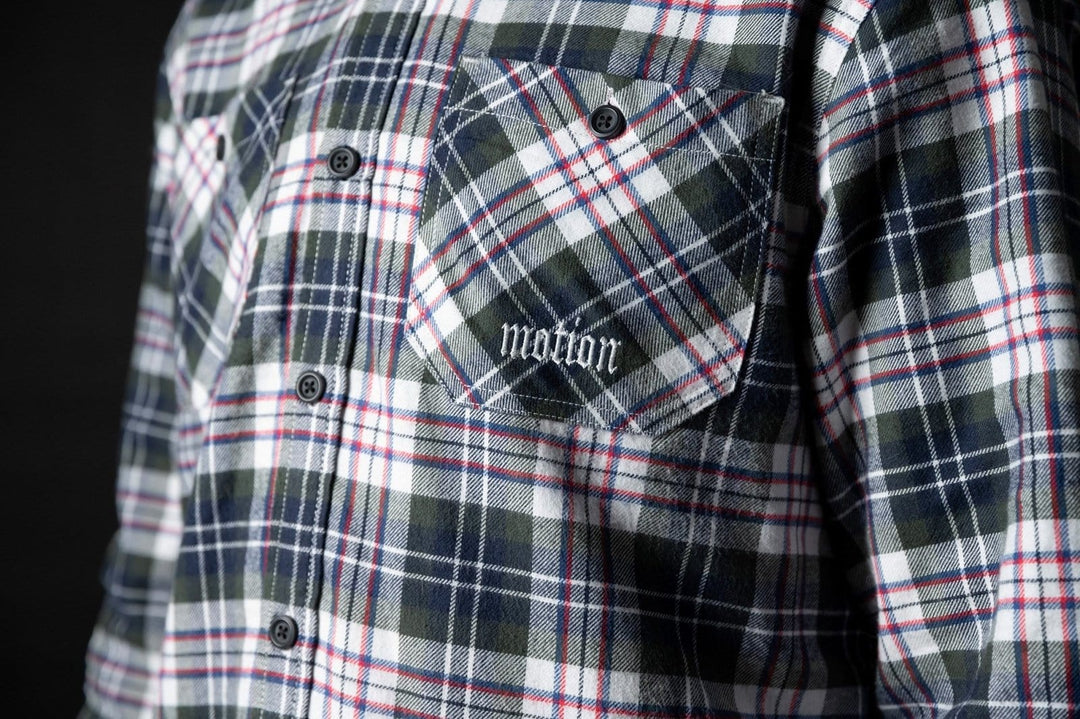 White Tactical Hooded Flanell - The Motion Brand Langarmshirt Shirt Langarm FrotteeStick Streetwear Oversized Longsleeve Flanell Hemd Flanellhemd Bikewear