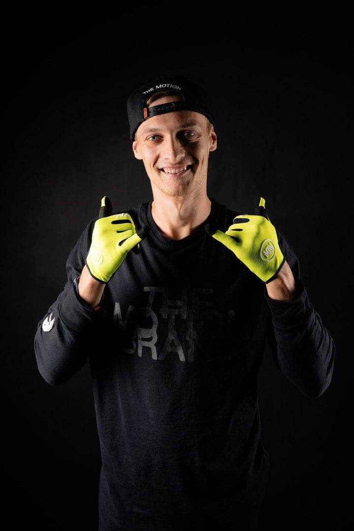 Yellow MTB Handschuhe MTN - The Motion Brand Gelbe Fahrradhandschuhe Fahrradhandschuhe mit Handyfunktion Handschuhe Display bedienbar Fahrradhandschuhe smartphone smartphone handschuhe mtb handschuhe mtb glove mountainbike handschuhe gelb